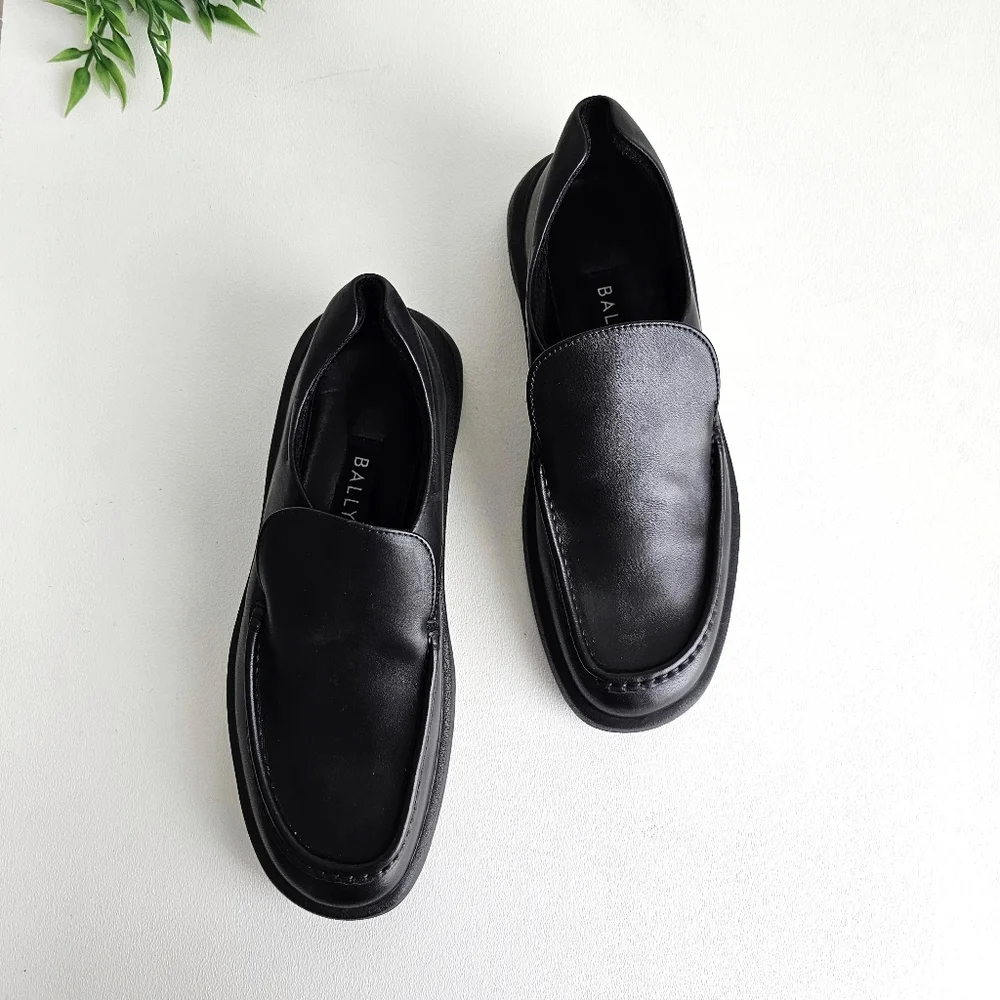 Bally Men’s Black Leather Loafers US 8 Made in Portugal VTG Luxury - Like NEW